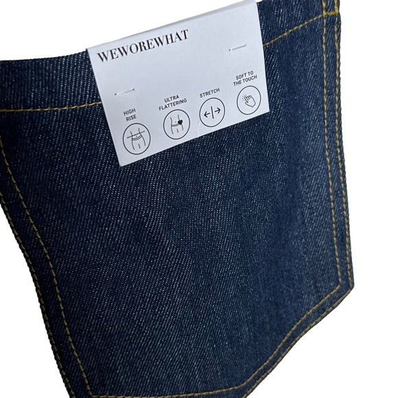 NWT WeWoreWhat High Rise Wide Leg Denim Cable Knit Pants cream 27 - Picture 11 of 16